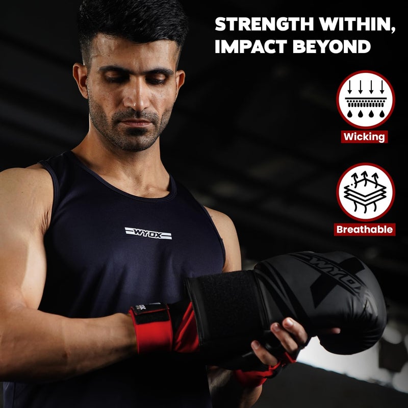 WYOX Gel Boxing Hand Wraps Inner Gloves for Men & Women, 80cm Quick Wrist Straps, Padded Knuckle Protection for Muay Thai Kickboxing, Hand Wraps for Boxing & Martial Arts (Red, S/M) - Image 4